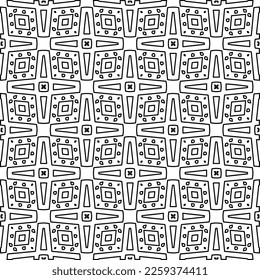 Stylish texture with figures from lines.
Abstract geometric black and white pattern for web page, textures, card, poster, fabric, textile. Monochrome graphic repeating design. 