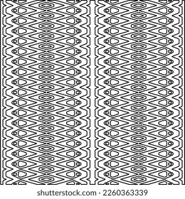 Stylish texture with figures from lines.
Abstract geometric black and white pattern for web page, textures, card, poster, fabric, textile. Monochrome graphic repeating design. 