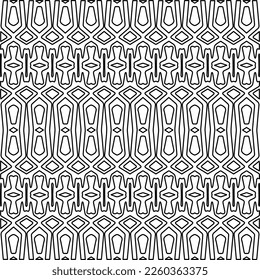 Stylish texture with figures from lines.
Abstract geometric black and white pattern for web page, textures, card, poster, fabric, textile. Monochrome graphic repeating design. 