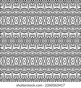 Stylish texture with figures from lines.
Abstract geometric black and white pattern for web page, textures, card, poster, fabric, textile. Monochrome graphic repeating design. 