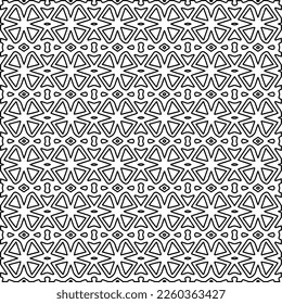 
Stylish texture with figures from lines.
Abstract geometric black and white pattern for web page, textures, card, poster, fabric, textile. Monochrome graphic repeating design. 