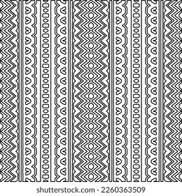 Stylish texture with figures from lines.
Abstract geometric black and white pattern for web page, textures, card, poster, fabric, textile. Monochrome graphic repeating design. 
