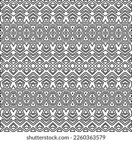 Stylish texture with figures from lines.
Abstract geometric black and white pattern for web page, textures, card, poster, fabric, textile. Monochrome graphic repeating design. 
