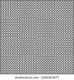 
Stylish texture with figures from lines.
Abstract geometric black and white pattern for web page, textures, card, poster, fabric, textile. Monochrome graphic repeating design. 