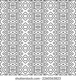 
Stylish texture with figures from lines.
Abstract geometric black and white pattern for web page, textures, card, poster, fabric, textile. Monochrome graphic repeating design. 