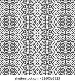 
Stylish texture with figures from lines.
Abstract geometric black and white pattern for web page, textures, card, poster, fabric, textile. Monochrome graphic repeating design. 