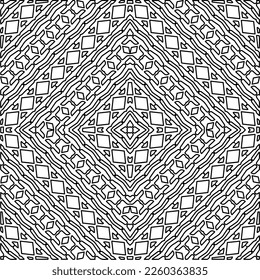 
Stylish texture with figures from lines.
Abstract geometric black and white pattern for web page, textures, card, poster, fabric, textile. Monochrome graphic repeating design. 
