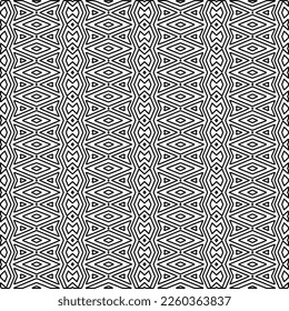 
Stylish texture with figures from lines.
Abstract geometric black and white pattern for web page, textures, card, poster, fabric, textile. Monochrome graphic repeating design. 
