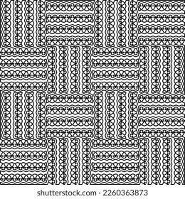 
Stylish texture with figures from lines.
Abstract geometric black and white pattern for web page, textures, card, poster, fabric, textile. Monochrome graphic repeating design. 