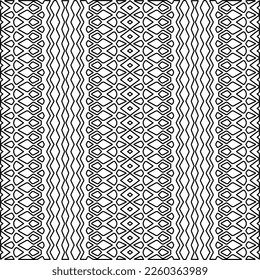 Textura elegante con figuras de líneas.
Resumen de patrones geométricos en blanco y negro para página web, texturas, tarjeta, afiche, tela, textil. Diseño repetitivo gráfico monocromo. 