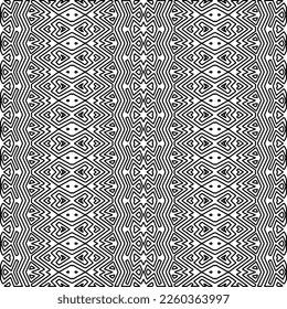 
Stylish texture with figures from lines.
Abstract geometric black and white pattern for web page, textures, card, poster, fabric, textile. Monochrome graphic repeating design. 
