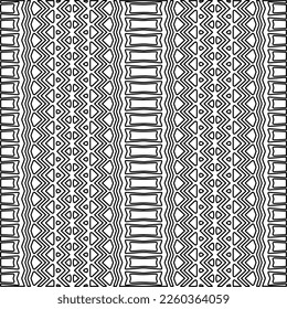 Stylish texture with figures from lines.
Abstract geometric black and white pattern for web page, textures, card, poster, fabric, textile. Monochrome graphic repeating design. 