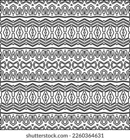 Stylish texture with figures from lines.
Abstract geometric black and white pattern for web page, textures, card, poster, fabric, textile. Monochrome graphic repeating design. 