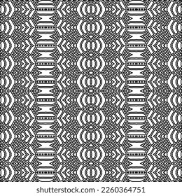
Stylish texture with figures from lines.
Abstract geometric black and white pattern for web page, textures, card, poster, fabric, textile. Monochrome graphic repeating design. 