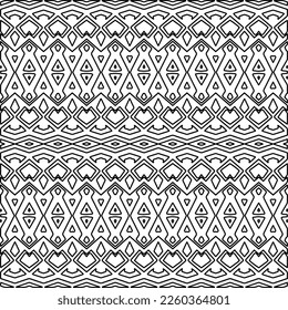 Stilvolle Textur mit Figuren aus Linien.
Abstraktes geometrisches Schwarz-Weiß-Muster für Webseiten, Texturen, Karten, Plakate, Gewebe, Textilien. Monochrome grafische Wiederholungsdesign. 