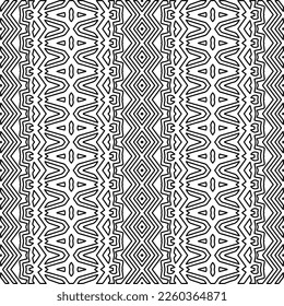 
Stylish texture with figures from lines.
Abstract geometric black and white pattern for web page, textures, card, poster, fabric, textile. Monochrome graphic repeating design. 