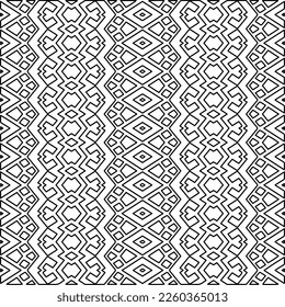
Stylish texture with figures from lines.
Abstract geometric black and white pattern for web page, textures, card, poster, fabric, textile. Monochrome graphic repeating design. 