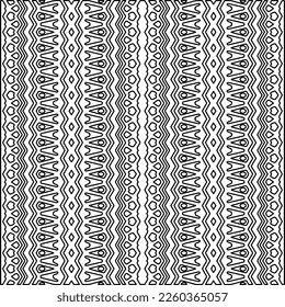 Stylish texture with figures from lines.
Abstract geometric black and white pattern for web page, textures, card, poster, fabric, textile. Monochrome graphic repeating design. 