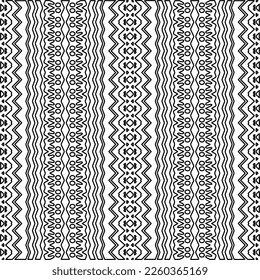 Stylish texture with figures from lines.
Abstract geometric black and white pattern for web page, textures, card, poster, fabric, textile. Monochrome graphic repeating design. 