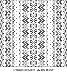 Stylish texture with figures from lines.
Abstract geometric black and white pattern for web page, textures, card, poster, fabric, textile. Monochrome graphic repeating design. 