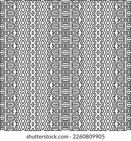 Stylish texture with figures from lines.
Abstract geometric black and white pattern for web page, textures, card, poster, fabric, textile. Monochrome graphic repeating design. 