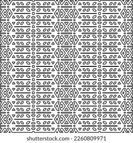 Stylish texture with figures from lines.
Abstract geometric black and white pattern for web page, textures, card, poster, fabric, textile. Monochrome graphic repeating design. 