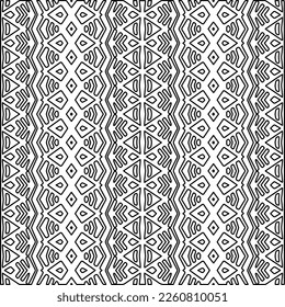 Stylish texture with figures from lines.
Abstract geometric black and white pattern for web page, textures, card, poster, fabric, textile. Monochrome graphic repeating design. 