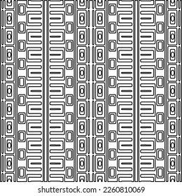 Stylish texture with figures from lines.
Abstract geometric black and white pattern for web page, textures, card, poster, fabric, textile. Monochrome graphic repeating design. 