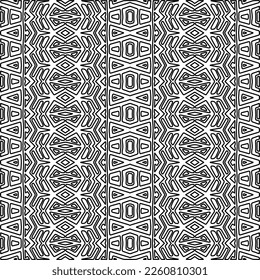 Stylish texture with figures from lines.
Abstract geometric black and white pattern for web page, textures, card, poster, fabric, textile. Monochrome graphic repeating design. 