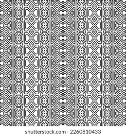 Stylish texture with figures from lines.
Abstract geometric black and white pattern for web page, textures, card, poster, fabric, textile. Monochrome graphic repeating design. 