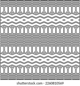 Stylish texture with figures from lines.
Abstract geometric black and white pattern for web page, textures, card, poster, fabric, textile. Monochrome graphic repeating design. 