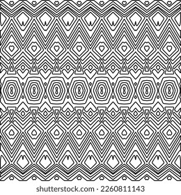 Stylish texture with figures from lines.
Abstract geometric black and white pattern for web page, textures, card, poster, fabric, textile. Monochrome graphic repeating design. 