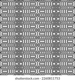 Textura elegante con figuras de líneas.
Resumen de patrones geométricos en blanco y negro para página web, texturas, tarjeta, afiche, tela, textil. Diseño repetitivo gráfico monocromo. 