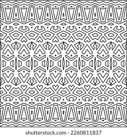 Textura elegante con figuras de líneas.
Resumen de patrones geométricos en blanco y negro para página web, texturas, tarjeta, afiche, tela, textil. Diseño repetitivo gráfico monocromo. 