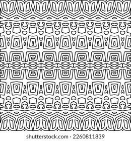 Stylish texture with figures from lines.
Abstract geometric black and white pattern for web page, textures, card, poster, fabric, textile. Monochrome graphic repeating design. 