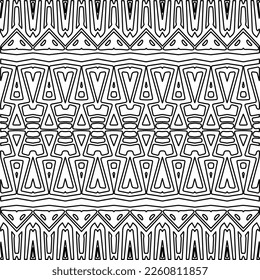 Stylish texture with figures from lines.
Abstract geometric black and white pattern for web page, textures, card, poster, fabric, textile. Monochrome graphic repeating design. 