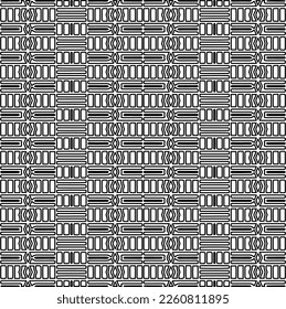 Stylish texture with figures from lines.
Abstract geometric black and white pattern for web page, textures, card, poster, fabric, textile. Monochrome graphic repeating design. 