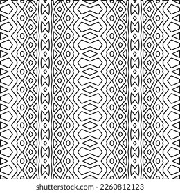 Stylish texture with figures from lines.
Abstract geometric black and white pattern for web page, textures, card, poster, fabric, textile. Monochrome graphic repeating design. 