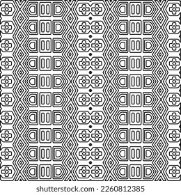 Stylish texture with figures from lines.
Abstract geometric black and white pattern for web page, textures, card, poster, fabric, textile. Monochrome graphic repeating design. 