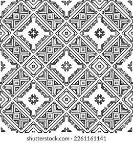 Stylish texture with figures from lines.
Abstract geometric black and white pattern for web page, textures, card, poster, fabric, textile. Monochrome graphic repeating design. 