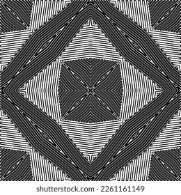 Stylish texture with figures from lines.
Abstract geometric black and white pattern for web page, textures, card, poster, fabric, textile. Monochrome graphic repeating design. 