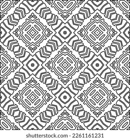 Stylish texture with figures from lines.
Abstract geometric black and white pattern for web page, textures, card, poster, fabric, textile. Monochrome graphic repeating design. 