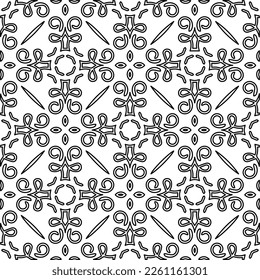 Stylish texture with figures from lines.
Abstract geometric black and white pattern for web page, textures, card, poster, fabric, textile. Monochrome graphic repeating design. 