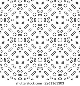 Stylish texture with figures from lines.
Abstract geometric black and white pattern for web page, textures, card, poster, fabric, textile. Monochrome graphic repeating design. 