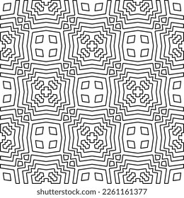 Stylish texture with figures from lines.
Abstract geometric black and white pattern for web page, textures, card, poster, fabric, textile. Monochrome graphic repeating design. 