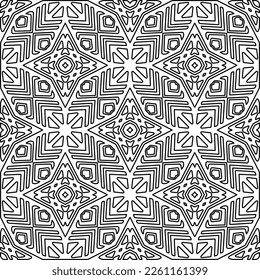 Stylish texture with figures from lines.
Abstract geometric black and white pattern for web page, textures, card, poster, fabric, textile. Monochrome graphic repeating design. 