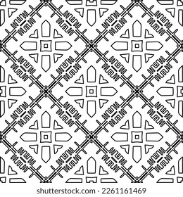 Stylish texture with figures from lines.
Abstract geometric black and white pattern for web page, textures, card, poster, fabric, textile. Monochrome graphic repeating design. 