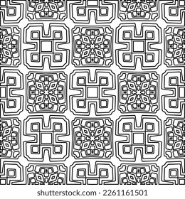 Stylish texture with figures from lines.
Abstract geometric black and white pattern for web page, textures, card, poster, fabric, textile. Monochrome graphic repeating design. 