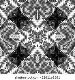 Textura elegante con figuras de líneas.
Resumen de patrones geométricos en blanco y negro para página web, texturas, tarjeta, afiche, tela, textil. Diseño repetitivo gráfico monocromo. 