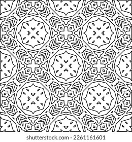 Stylish texture with figures from lines.
Abstract geometric black and white pattern for web page, textures, card, poster, fabric, textile. Monochrome graphic repeating design. 